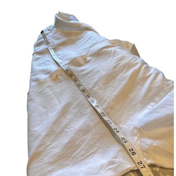 David Donahue White Cotton Ribbed Classic Fit Button-Up Mens Shirt 18/34-35 - Picture 6 of 11